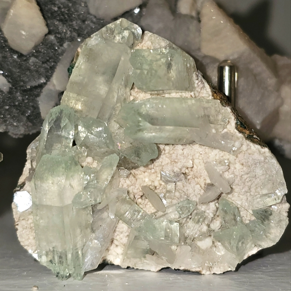 Green apophyllite w/ stilbite on chalcedony "Fine Quality"